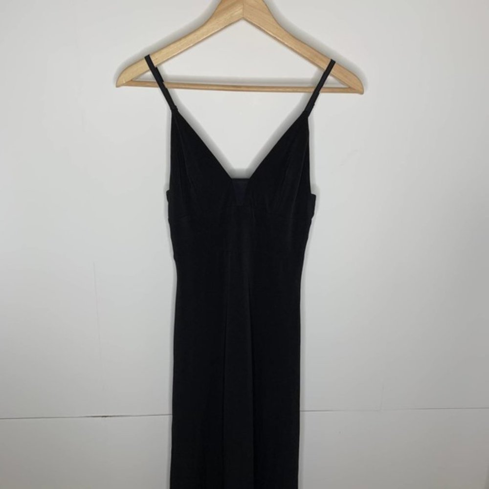 New Alice + Olivia Devlin plunge neck mesh insert v-neck maxi column gown dress - Picture 11 of 16